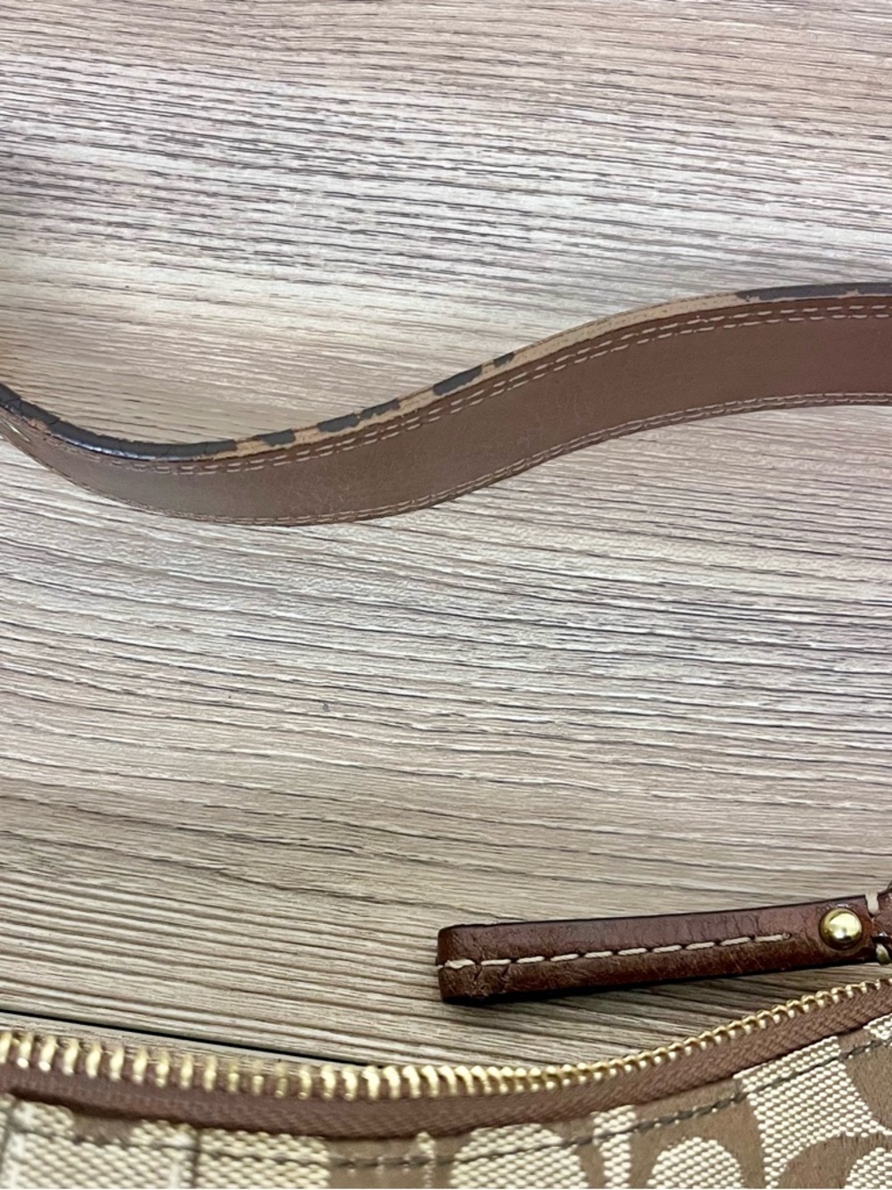 Coach Signature Hobo Bleecker Shoulder Bag Tan Brown Canvas Leather Trim - Picture 6 of 13
